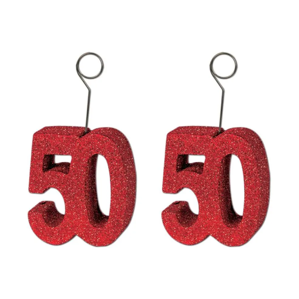 Beistle 6oz. Red Glittered Number Photo & Balloon Holders, 2ct.