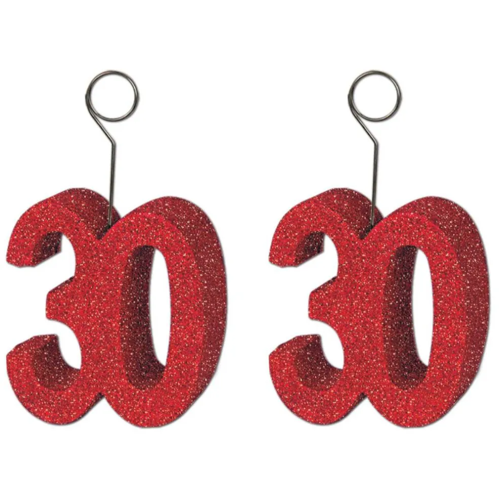Beistle 6oz. Red Glittered Number Photo & Balloon Holders, 2ct.