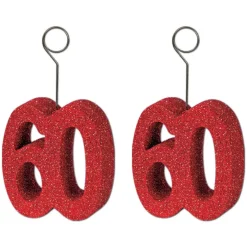 Beistle 6oz. Red Glittered Number Photo & Balloon Holders, 2ct.