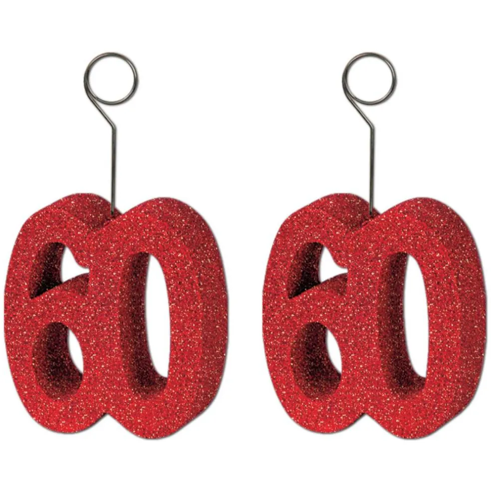 Beistle 6oz. Red Glittered Number Photo & Balloon Holders, 2ct.