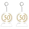 Beistle 6oz. White & Gold Glittered "50" Photo & Balloon Holders, 2ct.