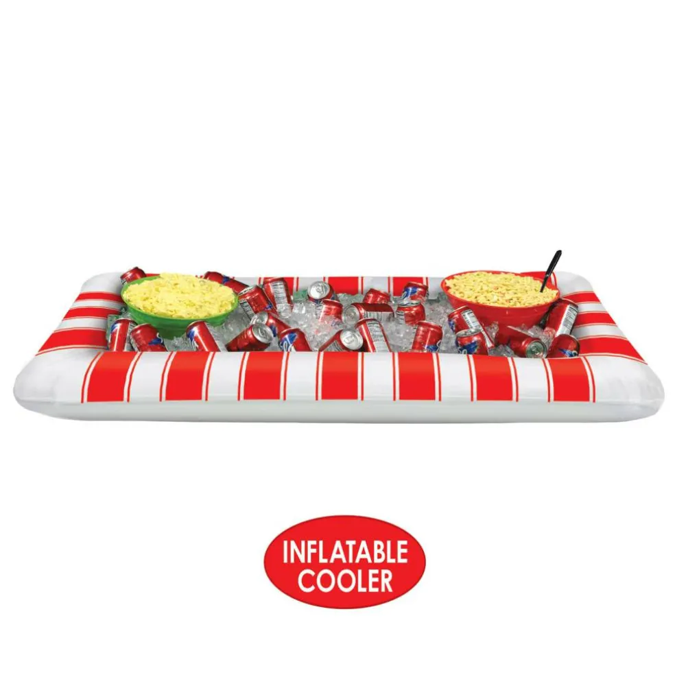 Beistle 28" x 4.47ft. Inflatable Red & White Striped Buffet Cooler