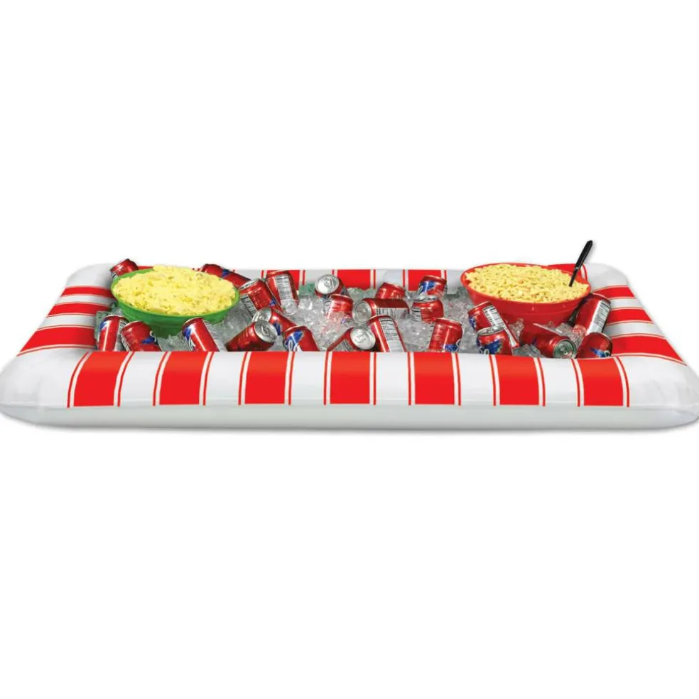 Beistle 28" x 4.47ft. Inflatable Red & White Striped Buffet Cooler