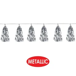 Beistle 9.75" x 8ft. Silver Metallic Tassel Garlands, 2ct.