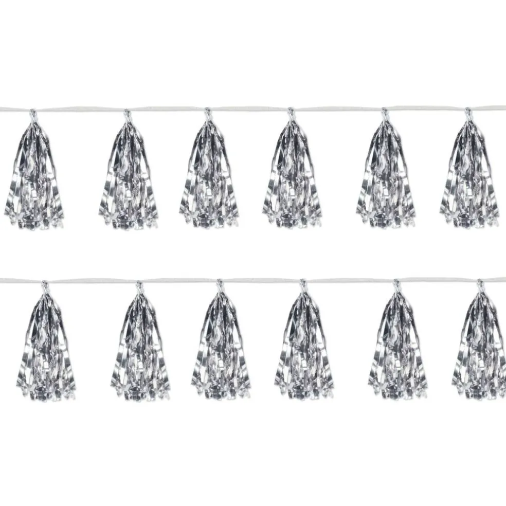 Beistle 9.75" x 8ft. Silver Metallic Tassel Garlands, 2ct.
