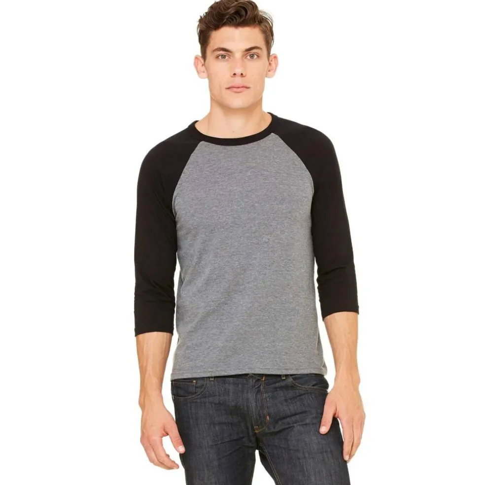 BELLA + CANVAS Three Quarter Raglan Baseball Tshirt Free Shipping