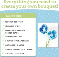 Bendable Blooms Chenille Stem Flower-Making Kit Botanical Blues: Everything You Need to Make a Beautiful Floral Bouquet