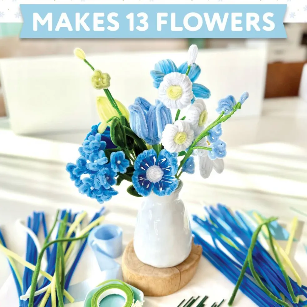 Bendable Blooms Chenille Stem Flower-Making Kit Botanical Blues: Everything You Need to Make a Beautiful Floral Bouquet