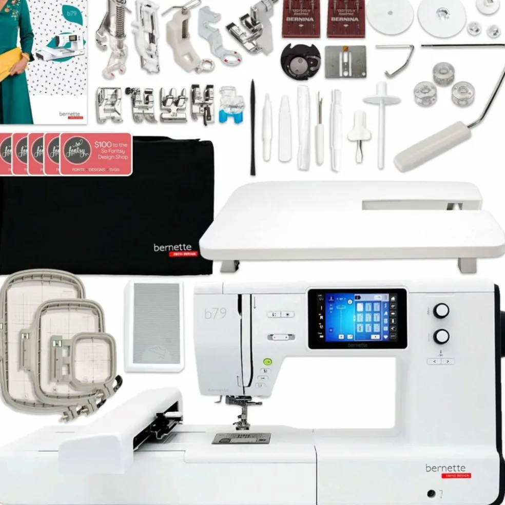 Bernette B79 Sewing & Embroidery Machine Bundle with 130 Thread Spools