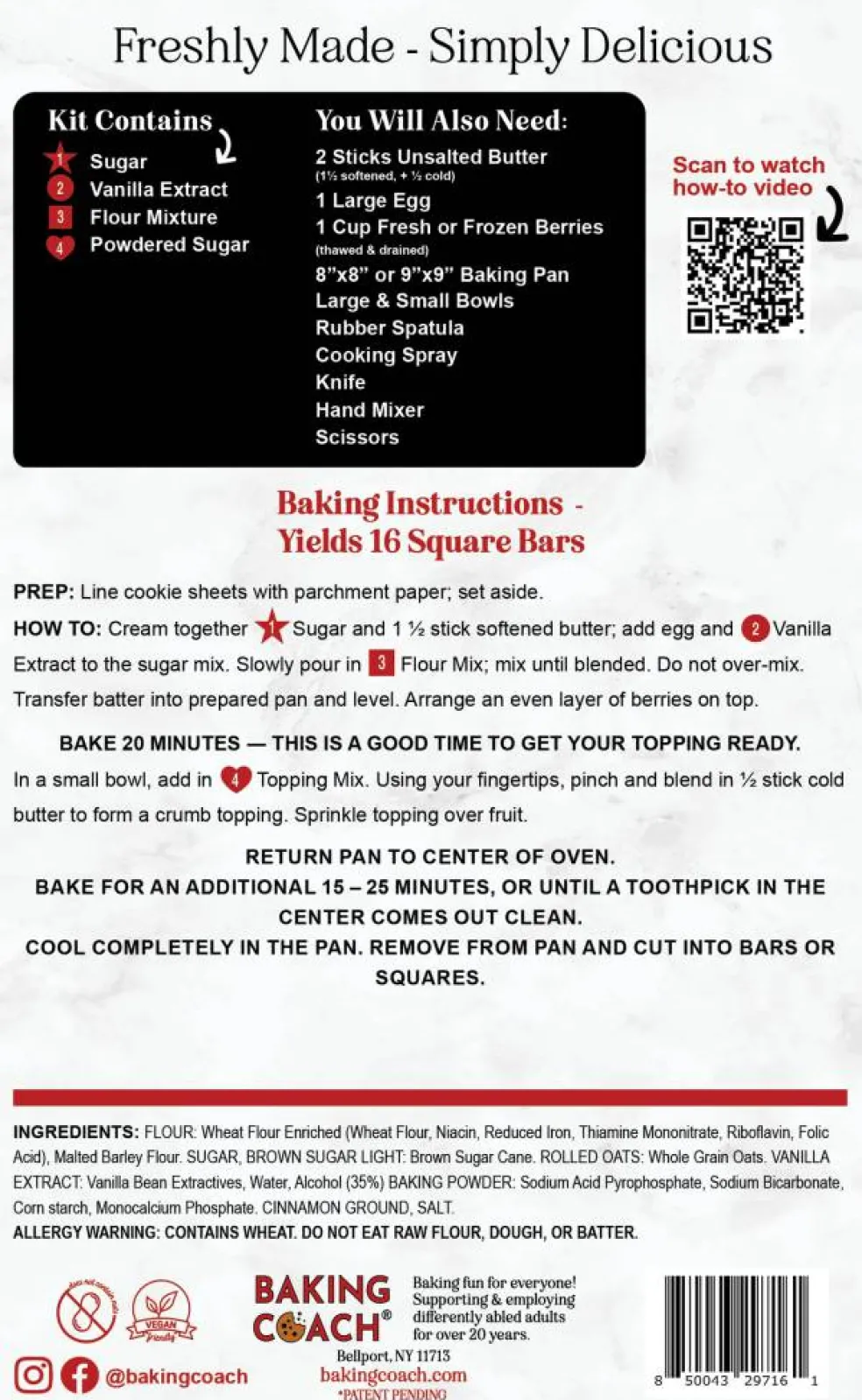Berry Crumb Bars Baking Activity Kit