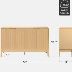 Best Choice Products 4-Door Reeded Storage Cabinet w/ Soft-Close Doors, Multipurpose Accent Furniture