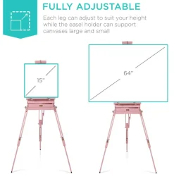 Best Choice Products French Easel, 32pc Beginners Kit Portable Wooden Adjustable Tripod  w/ Paint Supplies