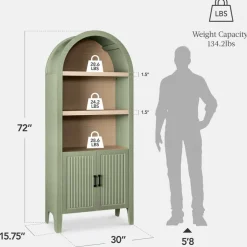 Best Choice Products 72in Tall Arched 5-Tier Bookshelf Storage Cabinet w/ Adjustable Shelves