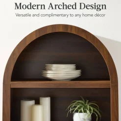 Best Choice Products 72in Tall Arched 5-Tier Bookshelf Storage Cabinet w/ Adjustable Shelves