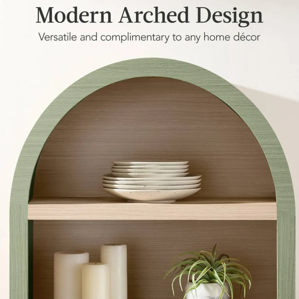 Best Choice Products 72in Tall Arched 5-Tier Bookshelf Storage Cabinet w/ Adjustable Shelves