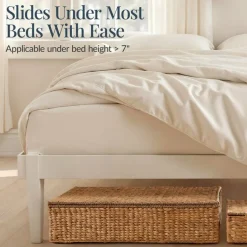 Best Choice Products 2PC Water Hyacinth Nesting Underbed Storage Baskets with Wheels