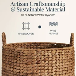 Best Choice Products 2-Piece Round Nesting Baskets W/Handles, Handwoven Water Hyacinth, Storage Organizer