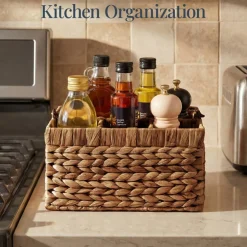Best Choice Products Utensil Caddy w/Handle - 4 Compartments, Woven Wicker Utensil Silverware Flatware Organizer