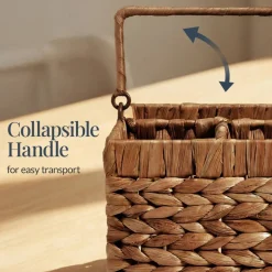 Best Choice Products Utensil Caddy w/Handle - 4 Compartments, Woven Wicker Utensil Silverware Flatware Organizer