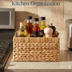 Best Choice Products Utensil Caddy w/Handle - 4 Compartments, Woven Wicker Utensil Silverware Flatware Organizer