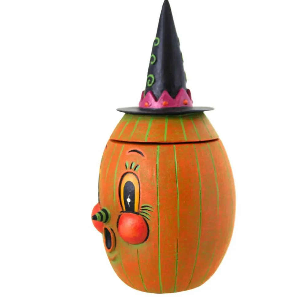 Bethany Lowe 6.5 Inch Gourdy Orange-O-Ween Fall Figurine , Lightweight Halloween Decor Halloween Pumpkin