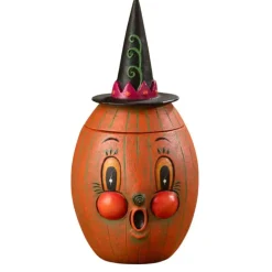 Bethany Lowe 6.5 Inch Gourdy Orange-O-Ween Fall Figurine , Lightweight Halloween Decor Halloween Pumpkin