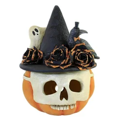 Bethany Lowe 14.5 Inch Spooktacular Gathering Halloween Figurine , Portable Halloween Decor Ghost Crow Pumpkin