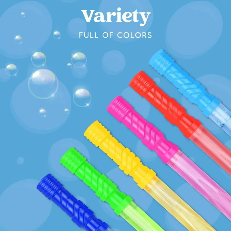 14.6’’ Big Bubble Wands for Kids, 1 Dozen Bubble Wand Bulk with Refill Solution for Summer Toy Party