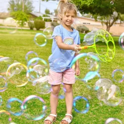 Big Bubble Wands Set with with Tray, 21" Giant Bubble Wands Bulk for Kids, Summer, Outdoor Play Period & Birthday Party & Games, 6 Pcs Solution Suitable, Suitable for All Age People