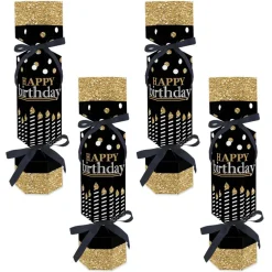Big Dot of Happiness Adult Happy Birthday - Gold - No Snap Birthday Party Table Favors - DIY Cracker Boxes - Set of 12