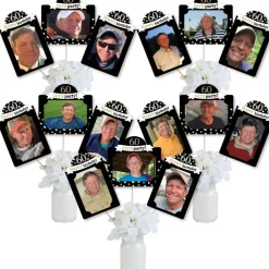 Big Dot of Happiness Adult 60th Birthday - Gold - Birthday Party Picture Centerpiece Sticks - Photo Table Toppers - 15 Pieces
