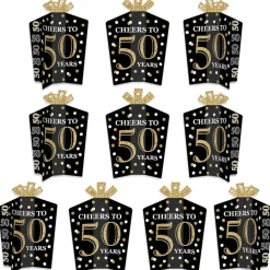 Big Dot of Happiness Adult 50th Birthday - Gold - Table Decorations - Birthday Party Fold and Flare Centerpieces - 10 Count