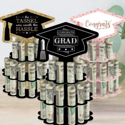 Big Dot of Happiness Assorted Grad - DIY Graduation Party Money Holder Gift - Cash Cake - Set of 3