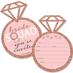 Big Dot of Happiness Bride Squad - Shaped Fill-in Invites - Rose Gold Bridal Shower or Bachelorette Party Invitation Cards with Envelopes - Set of 12