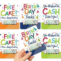 Big Dot of Happiness Cheerful Happy Birthday - DIY Assorted Colorful Birthday Cash Holder Gift - Funny Money Cards - Set of 6