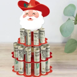 Big Dot of Happiness Christmas Cowboy - DIY Western Santa Party Money Holder Gift - Cash Cake