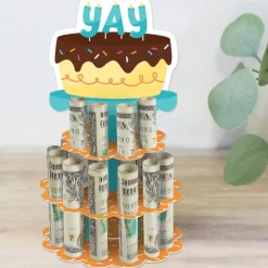 Big Dot of Happiness Colorful Happy Birthday - DIY Birthday Party Money Holder Gift - Cash Cake