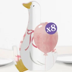 Big Dot of Happiness 3D One Silly Goose Pink Centerpiece Table Decorations, Assorted Set of Freestanding Girl 1st Birthday Party Centerpieces - 8 Ct