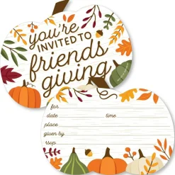 Big Dot of Happiness Fall Friends Thanksgiving - Shaped Fill-In Invitations - Friendsgiving Party Invitation Cards with Envelopes - Set of 12