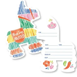 Big Dot of Happiness Fiesta Invitations with Envelopes, You're Invited Pinata-Shaped Mexican Themed Party Fill-In Invitation Flat Cards - Set of 12