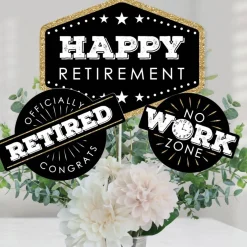 Big Dot of Happiness Happy Retirement - Retirement Party Centerpiece Sticks - Table Toppers - Set of 15