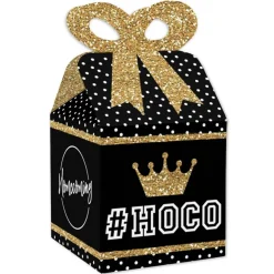 Big Dot of Happiness HOCO Dance - Square Favor Gift Boxes - Homecoming Bow Boxes - Set of 12