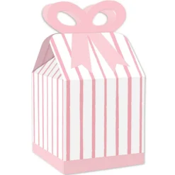 Big Dot of Happiness Pink Stripes - Square Favor Gift Boxes - Simple Party Bow Boxes - Set of 12