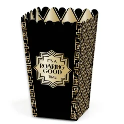Big Dot of Happiness Roaring 20's - 1920s Art Deco Jazz Party Favor Popcorn Treat Boxes - Set of 12