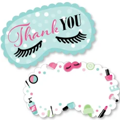 Big Dot of Happiness Spa Day - Shaped Thank You Cards - Girls Makeup Party Thank You Note Cards with Envelopes - Set of 12