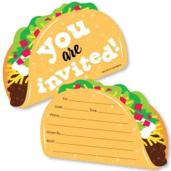 Big Dot of Happiness Taco 'Bout Fun - Shaped Fill-in Invitations - Fiesta Invitation Cards with Envelopes - Set of 12