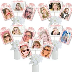 Big Dot of Happiness 30th Pink Rose Gold Birthday Party Picture Centerpiece Photo Table Toppers 15 Pc