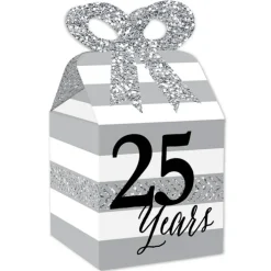 Big Dot of Happiness We Still Do - 25th Wedding Anniversary - Square Favor Gift Boxes - Anniversary Party Bow Boxes - Set of 12