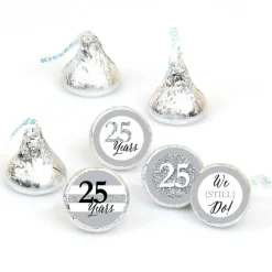 Big Dot of Happiness We Still Do - 25th Wedding Anniversary - Party Round Candy Sticker Favors - Labels Fits Chocolate Candy (1 sheet of 108)