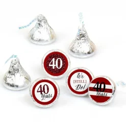 Big Dot of Happiness We Still Do - 40th Wedding Anniversary - Party Round Candy Sticker Favors - Labels Fits Chocolate Candy (1 sheet of 108)